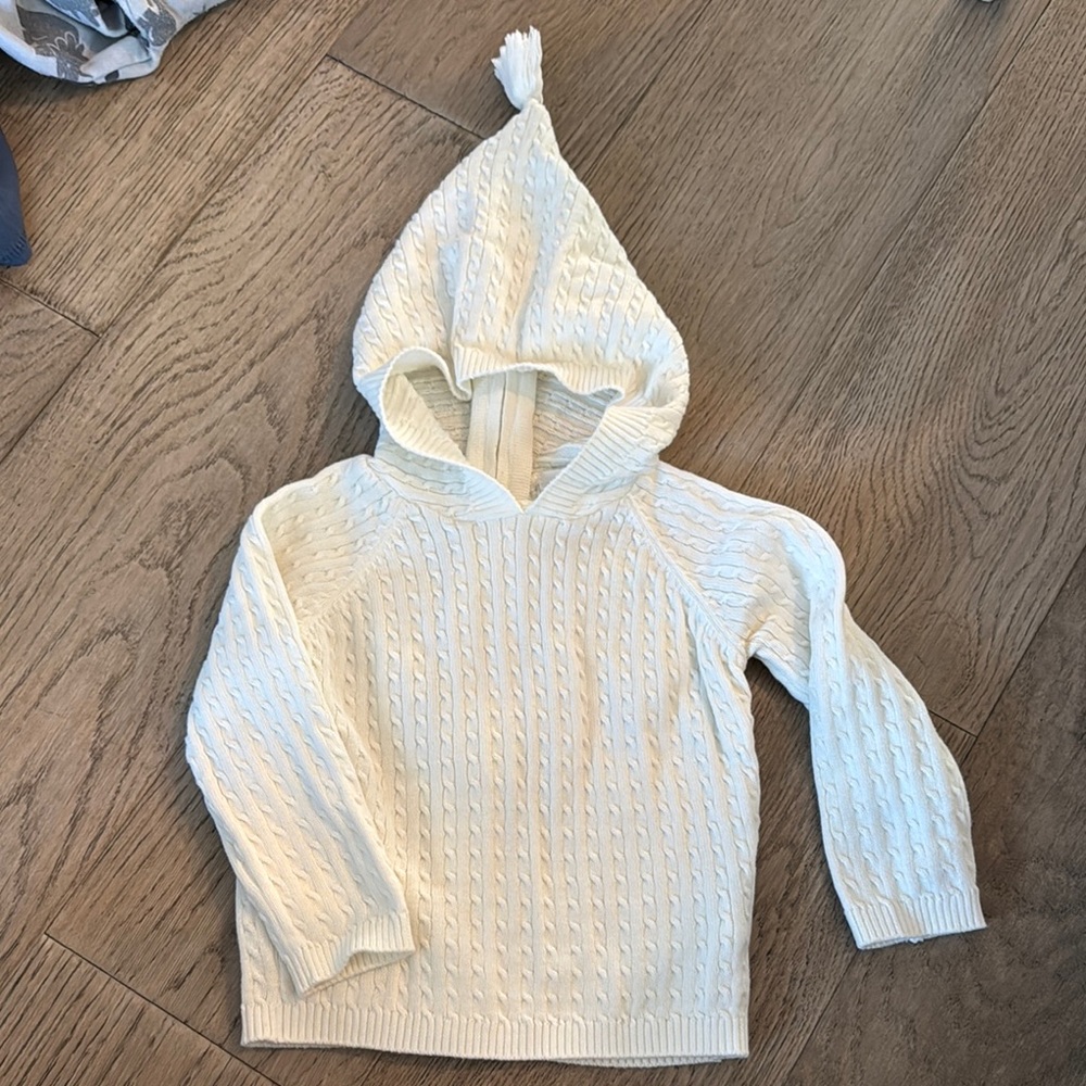Cream Cable Knit Hooded Sweater